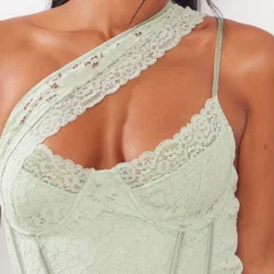 Robe Moulante Sauge à Armatures Et Liserés En Dentelle -Jolie Vêtue Soldes Magasin 1eb9e5f527b36ec11760f8bfce3949b02824854b cne1396 4