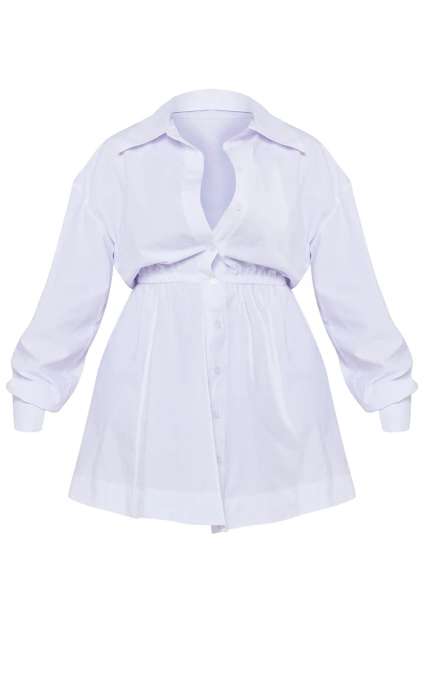 Plus Robe Chemise Blanche à Boutons Et Taille Froncée 7 Plus Robe Chemise Blanche à Boutons Et Taille Froncée – Image 5
