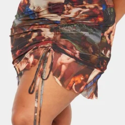 Plus Robe Froncée En Mesh Imprimé Renaissance Multicolore -Jolie Vêtue Soldes Magasin 1f0b859e99902c43f48e00b33ba876b0c44bb148 cmg6796 5