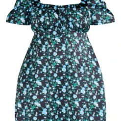 Plus Robe Droite Noire Imprimé Petites Fleurs à Manches Bouffantes -Jolie Vêtue Soldes Magasin 1f50acb38cfb47eb8fb36377dfd8004939cf0ac1 cnc9715 5