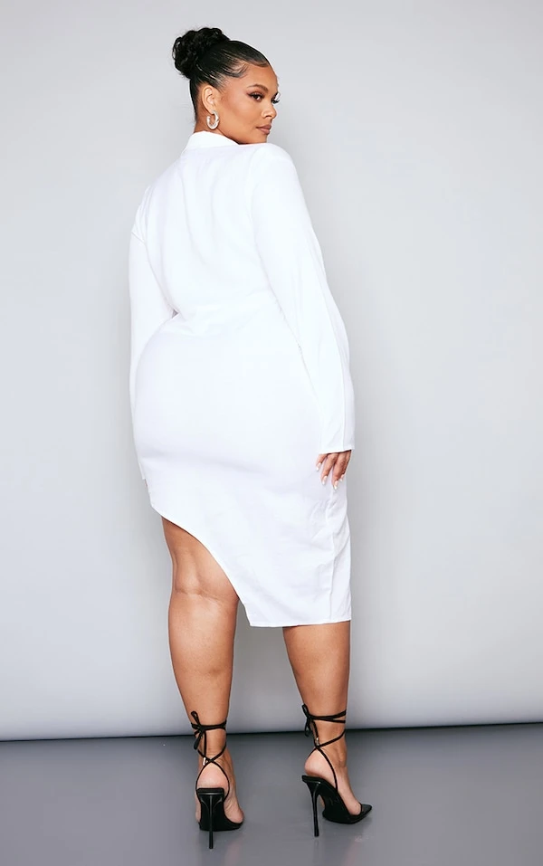 Plus Robe Chemise En Effet Lin Crème à Liens Autour De La Taille 4 Plus Robe Chemise En Effet Lin Crème à Liens Autour De La Taille – Image 2