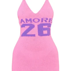 Petite Mini-robe En Maille Tricot Rose à Slogan Amore -Jolie Vêtue Soldes Magasin 20112e9b94d97a49c08bf1e2e5515de25c84959c cne8175 5