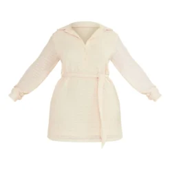 Plus Robe Chemise Texturée Taupe à Nouer Sur La Taille -Jolie Vêtue Soldes Magasin 20248f75576eec787de9f71d288e4c8bd402c2c5 cnc7364 5