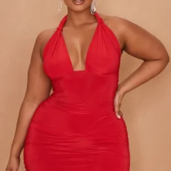 Plus Robe Très Moulante Froncée Rouge à Dos Nu Et Armatures -Jolie Vêtue Soldes Magasin 205f3119e1c9fb46451267a3f3ae791ec549ed8d cmy6063 4