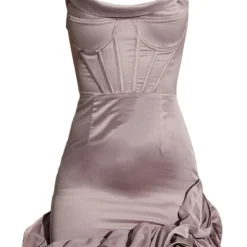 Robe Moulante Style Corset Satinée Rouille à Col Bénitier Et Ourlet Volanté -Jolie Vêtue Soldes Magasin 206f0fae4f264ab577a8be74b6b34434e92ca55f cmt9168 6