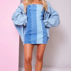 Robe Bustier En Jean Bleu à Parties Contrastantes -Jolie Vêtue Soldes Magasin 209d34d10a40b46c855cad23d0ce8aac3fee0101 cne1206 3