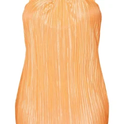 Robe Droite Plissée Orange Sans Manches à Col Torsadé -Jolie Vêtue Soldes Magasin 2149047d24d006f2d9d2d3a5bc2d14fffbc4ce94 cmy7168 6