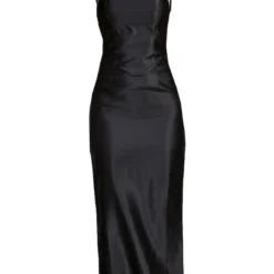 Robe Longue Satinée Noire à Bretelles -Jolie Vêtue Soldes Magasin 215f06dbb8aafa61f3a1aa95b7408030ba7b7121 cnb7413 5