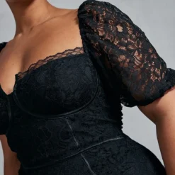 Plus Robe Moulante En Dentelle Noir à Bonnets -Jolie Vêtue Soldes Magasin 216954b4087c46809940efca756b2a5ac8479733 cnc7301 4