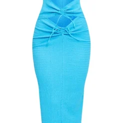 Robe Longue Bustier Texturée Froncée Bleu Vif à Découpes -Jolie Vêtue Soldes Magasin 21758916a3b66403a67b1e07ffa01ef96505a010 cne8567 5