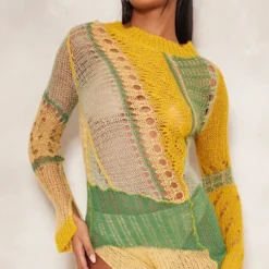 Tall Robe Longue Déchirée En Maille Tricot Ajourée Jaune à Fente Sur Le Côté -Jolie Vêtue Soldes Magasin 2243cab6a7d101438f1f4fdc483efb1cb4a38da1 cnd0303 4