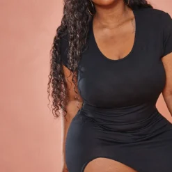 Logic Plus Robe T-shirt Mi-longue En Jersey Noire Fendue -Jolie Vêtue Soldes Magasin 225e266b82c6c4bd65de46a4c269c771fbedb565 cmy4320 5