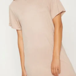 Robe T-shirt Basique Nude Clair à Manches Courtes -Jolie Vêtue Soldes Magasin 228e0806ed1bc4dae30a027f31e2e7d44540b047 CMS1145 4