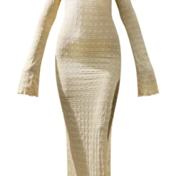 Logic Robe Longue Texturée En Mesh Crème à Dos Nu Arrondi Et Manches Flare -Jolie Vêtue Soldes Magasin 2335f164276d3ff11b0ffa89c9a57bf30aa436cb cne6486 5