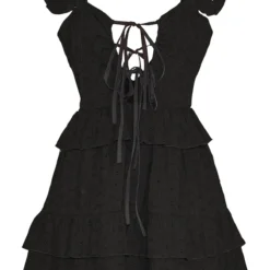 Robe Volantée Droite Noire à Broderie Anglaise Et Lanières -Jolie Vêtue Soldes Magasin 237f4917274d6594dcea670a6b789939d9df62b1 cmy1615 6