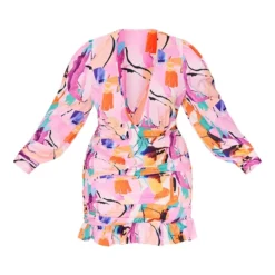 Plus Robe Moulante Froncée Multicolore Imprimé Abstrait à Décolleté -Jolie Vêtue Soldes Magasin 239429864ff7c91ad736018f5010b0ec9e54e044 cmw4094 6