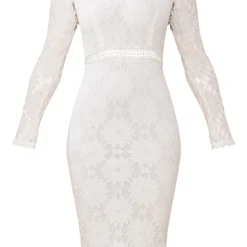 Robe Moulante En Dentelle à Manches Longues Blanche -Jolie Vêtue Soldes Magasin 23bc730870751e5c1bc3c55907e0cd4fd033c98f clq8362 6