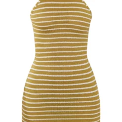 Robe Droite Vert Olive Rayée à Dos Nageur Et Ouvert -Jolie Vêtue Soldes Magasin 23f5aa01da82ea6656170455319326e00d54bc5e cne2870 5