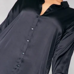 Plus Robe Chemise Longue Noire Satinée -Jolie Vêtue Soldes Magasin 2406157ba5f4b6434a6e409df2e4802d266c37cf cnb4238 4