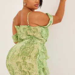 Plus Robe Moulante Verte Imprimé Statue à Fronces -Jolie Vêtue Soldes Magasin 24e246ed53a0f3a7e7cc6111d0097be8917b3dcc cne0712 5