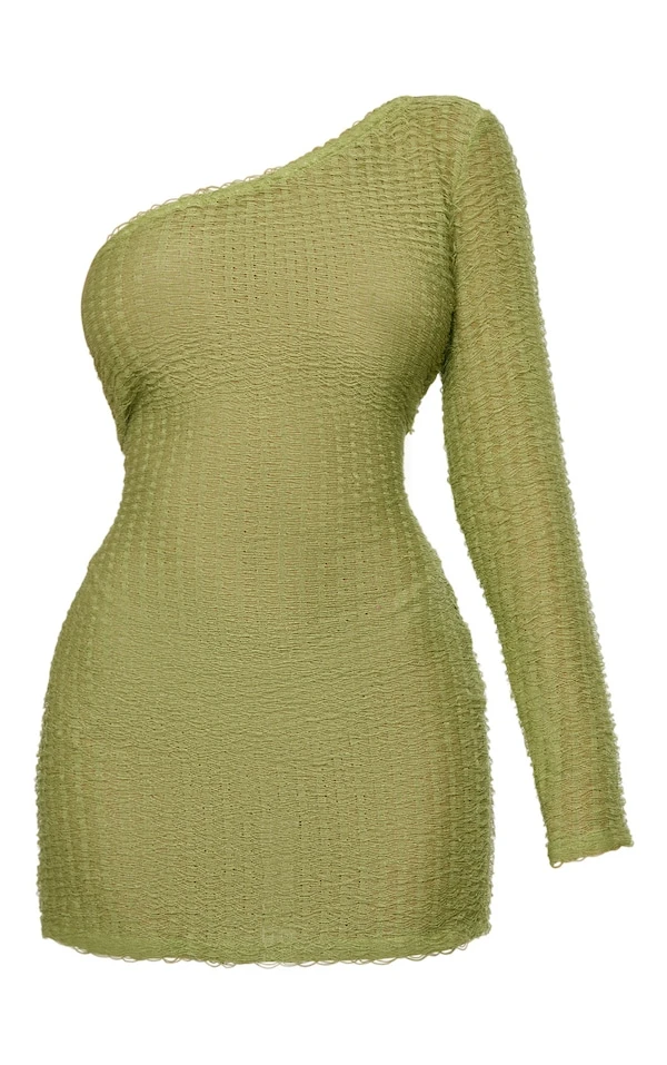 Petite Mini Robe Asymétrique élimée Vert Olive 7 Petite Mini Robe Asymétrique élimée Vert Olive – Image 5