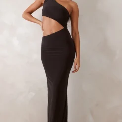 Tall Robe Longue Moulante Découpée Noire