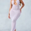 Shape Robe Longue En Maille Tricot Lilas à Dos Nu