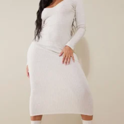 Shape Robe Longue Très Côtelée Avoine à Détail Col -Jolie Vêtue Soldes Magasin 26d193ad3f8fca0d8972d15032af2c7e5d5ffaeb cnb7634 3