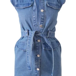 Robe Très Courte Style Utilitaire En Jean Bleu Moyennement Délavé -Jolie Vêtue Soldes Magasin 26dab1ce513246bdb69fbbd25dec041d00223f99 cnd5786 5