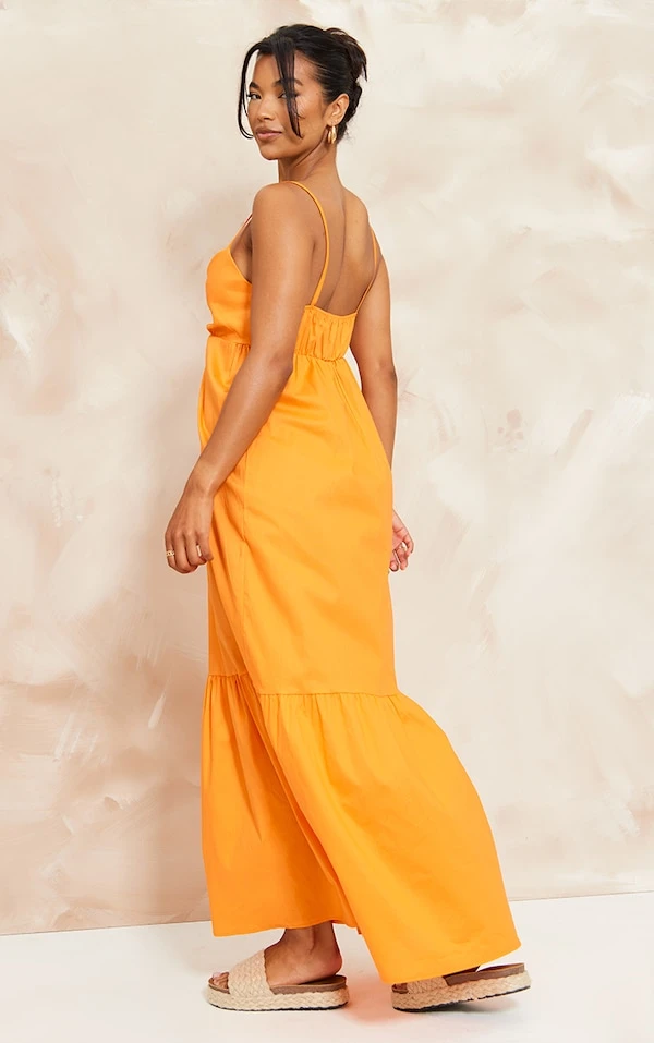 Robe Babydoll Longue Orange à Bretelles Et Superpositions 4 Robe Babydoll Longue Orange à Bretelles Et Superpositions – Image 2