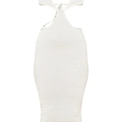 Robe Longue Texturée Blanche Nouée Devant -Jolie Vêtue Soldes Magasin 27102b3c5ed3b68643b61ae5e7a39888219483da cna9229 5