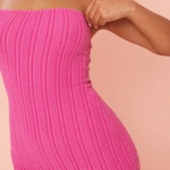 Robe Moulante Côtelée Texturée Fuchsia -Jolie Vêtue Soldes Magasin 273245b666ed18b2d8c61b1d12160726d8ba4d5a cmy8307 5