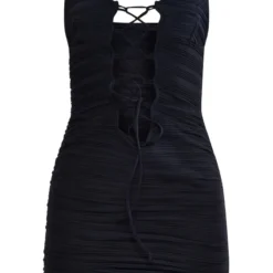 Robe Moulante Texturée Noire à Lacets Et Bretelles -Jolie Vêtue Soldes Magasin 278be65d67d1de02ee0fc616918d90c11903a5f5 cnb5163 5