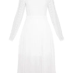 Robe Mi-longue Plissée Blanche à Dentelle -Jolie Vêtue Soldes Magasin 27bd06de38851536ab3254b30554e8254f5798e2 cma8560 3