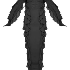 Robe Longue En Mousseline De Soie Noire à Corset Et Manches Longues -Jolie Vêtue Soldes Magasin 2853d052987283581c6411efda96eb09fc8cad63 cne8542 5