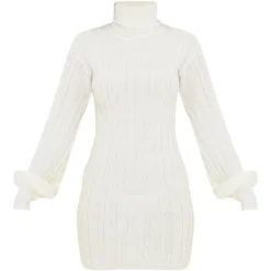 Robe Pull à Col Roulé Et Maille Tricot Côtelée Crème -Jolie Vêtue Soldes Magasin 2866803a9ab470dc90a9863e02e768a87fa07565 cmu0219 6