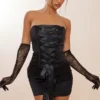 Robe Bustier Moulante Satinée Noire Détail Corset à Rubans Lacés -Jolie Vêtue Soldes Magasin 288de48e631856e00f3890f006efeef965cb1fb4 cnd0015 1
