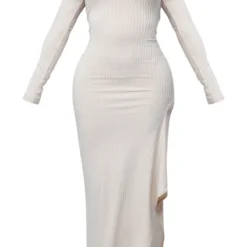 Shape Robe Longue Côtelée Crème à Col Montant Et Ourlet Volanté -Jolie Vêtue Soldes Magasin 289bcc16cccdc20470dc970c1e2e01d049621235 cnc8699 5