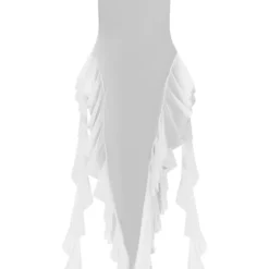 Robe De Plage Bustier En Mesh Blanc à Volants -Jolie Vêtue Soldes Magasin 28a86a76b7c77d503357b0b5a32ec21c047202df cne4509 5