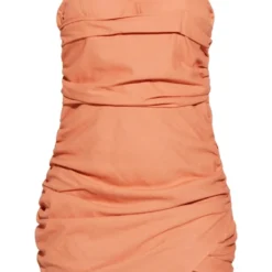 Petite Mini Robe Froncée En Effet Lin Argile -Jolie Vêtue Soldes Magasin 293ca1c8b3438fa66de3adbf7b46dd01c121add0 cnd7082 5