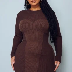 Plus Robe Marron à Deux Tons Contrastants Et Col Haut Détail Coutures 9 Plus Robe Marron à Deux Tons Contrastants Et Col Haut Détail Coutures -Jolie Vêtue Soldes Magasin 2958c35e22b9be64e5ff0dc17c5a6780af8988c3 cmv3333 4