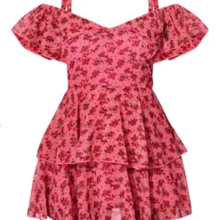 Petite Mini Robe Rose En Mousseline De Soie Imprimé Petites Fleurs à Volants -Jolie Vêtue Soldes Magasin 29aadd010ff590233a7eb4728935e94298eca11a cnd3289 5