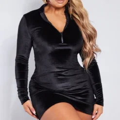 Shape Robe Moulante Noire En Velours à Col Montant Et Zip -Jolie Vêtue Soldes Magasin 29b31b150d9d740864da06041600425fcb6988a8 cna8707 1
