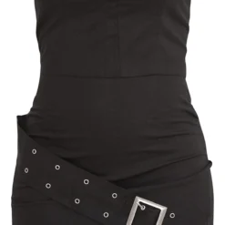 Robe-bustier Ceinturée Moulante Noire En Maille Tissée à Poches Et Barre En V -Jolie Vêtue Soldes Magasin 29baf732e1cbbf07880bd5c8078d23001955a24a cne7693 5