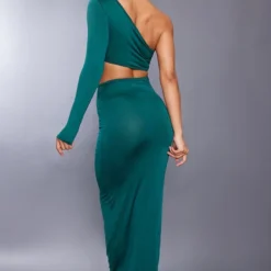 Robe Longue Moulante Vert Forêt Asymétrique à Découpes -Jolie Vêtue Soldes Magasin 29d6e0a1147e4c97105adc31c1b3e1783b09d52c cnc2751 2