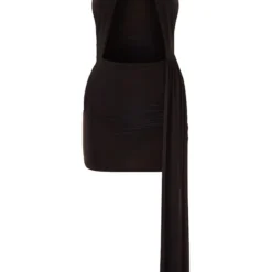 Robe Très Moulante Noire à Jupe Drapée Et Bretelles Croisées Détail Capuche -Jolie Vêtue Soldes Magasin 29e39645c13262226268b52987a9459d9a991cc9 cnd4310 5