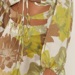 Robe Droite Satinée Verte Fleurie Découpée à Nouer -Jolie Vêtue Soldes Magasin 2a12c28d1e54e082c56cd0f49c2c07025fb3e3b5 cnd1226 4