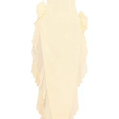 Robe Bustier Longue Jaune Citron Volantée à Fleurs -Jolie Vêtue Soldes Magasin 2a1468f10abdd617fd08ec9dfc4f09497a417e90 cne2979 5