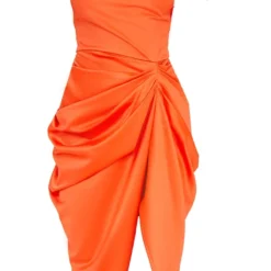 Robe Longue Satinée Orange à Jupe Drapée Et épaules Dénudées -Jolie Vêtue Soldes Magasin 2a6868d6ad4bd8a4cecc8fec362735dfc0eff85a cms1857 6