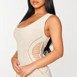 Petite Robe Longue Crème En Maille Crochet à Décolleté Plongeant -Jolie Vêtue Soldes Magasin 2aac12fddc9873f53a493dce8aa81afd16009c33 cmr8372 5